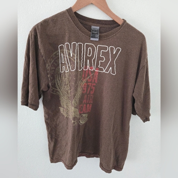 Avirex Other - Vintage Avirex T Shirt Mens Large 18/20 Brown Y2K Hip Jop Urban Naturally Distre